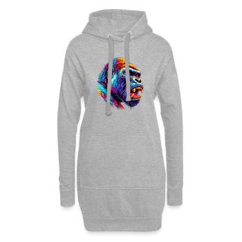 Gorille - Sweat-shirt à capuche long Femme - gris chiné - Devant