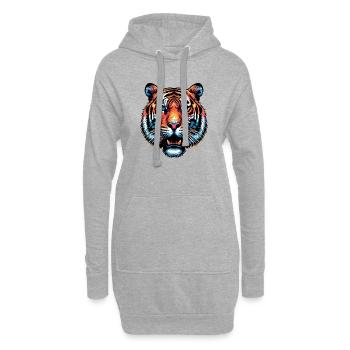 Tigre - Sweat-shirt à capuche long Femme - gris chiné - Devant