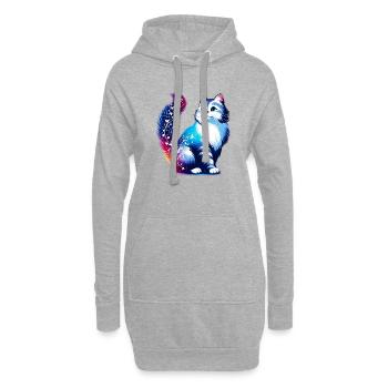 Chat - Sweat-shirt à capuche long Femme - gris chiné - Devant