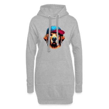 Dog - Hoodie Dress - heather grey - Front