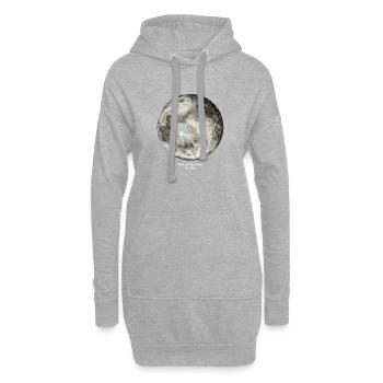 Schau dir den Mond an, er ist kostenlos (weiße Buchstaben) - Hoodie-Kleid - Grau meliert - Vorne