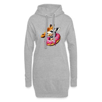 Funny Eye Candy - Girafe avec beignet - Sweat-shirt à capuche long Femme - gris chiné - Devant
