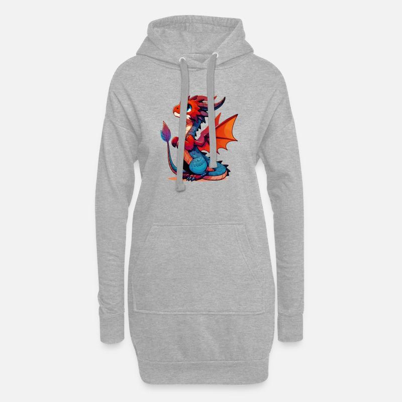 Drache - Hoodie-Kleid - Grau meliert