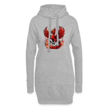 Phénix rouge - Sweat-shirt à capuche long Femme - gris chiné - Devant