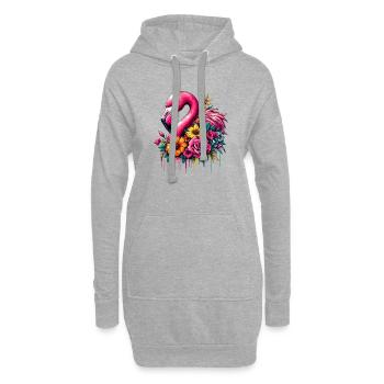 Flamant - Sweat-shirt à capuche long Femme - gris chiné - Devant