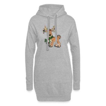 Weihnachtsren - Hoodie-Kleid - Grau meliert - Vorne