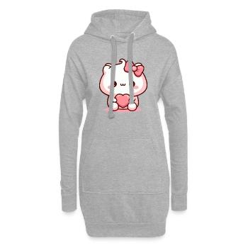 Kawaii Welpe mit Herz - Hoodie-Kleid - Grau meliert - Vorne
