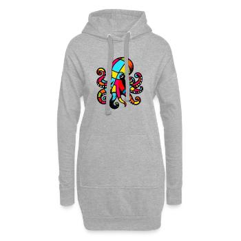 Krake - Hoodie-Kleid - Grau meliert - Vorne