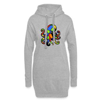 Pieuvre - Sweat-shirt à capuche long Femme - gris chiné - Devant