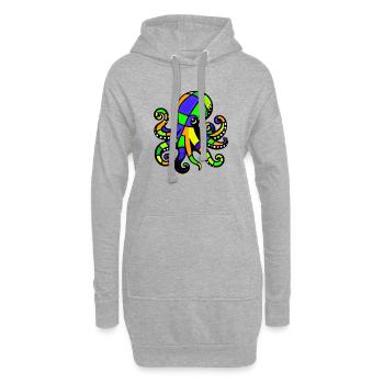 Krake - Hoodie-Kleid - Grau meliert - Vorne
