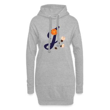 Eleganter Buchstabe 'J' mit Blumen - Hoodie-Kleid - Grau meliert - Vorne