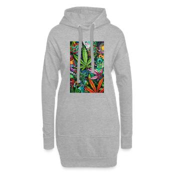 Psychedelic Leaf World - Sweat-shirt à capuche long Femme - gris chiné - Devant