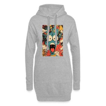 Blauer Monster im Chaostornado - Hoodie-Kleid - Grau meliert - Vorne