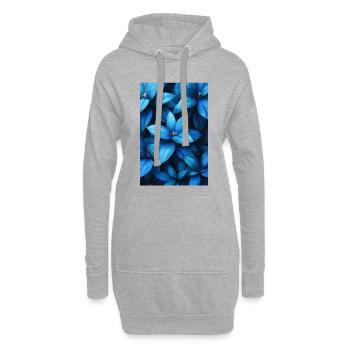 Tissage feuillu bleu cobalt - Sweat-shirt à capuche long Femme - gris chiné - Devant