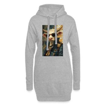 Kuh Streetstyle mit Sonnenbrillen - Hoodie-Kleid - Grau meliert - Vorne