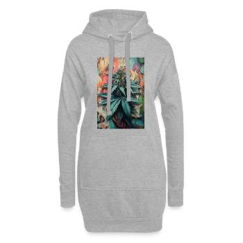 Graffiti Cannabis Blatt Kunst - Hoodie-Kleid - Grau meliert - Vorne