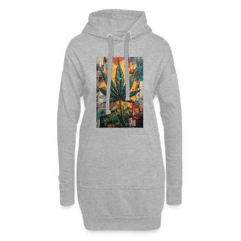 Art mural en feuilles de chanvre graffiti - Sweat-shirt à capuche long Femme - gris chiné - Devant