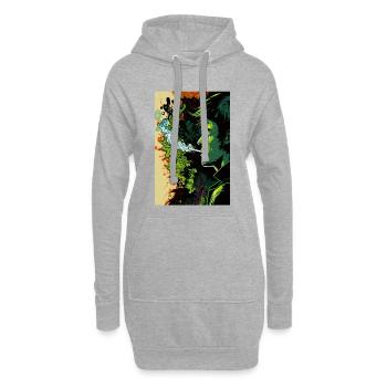 Visage psychédélique vert - Sweat-shirt à capuche long Femme - gris chiné - Devant