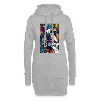 Bouledogue aux couleurs vives avec un cigare - Sweat-shirt à capuche long Femme - gris chiné - Devant