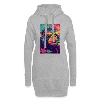 Psychedelischer Affe mit Sonnenbrille - Hoodie-Kleid - Grau meliert - Vorne