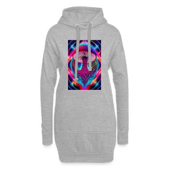 Psychedelischer Pilz - Hoodie-Kleid - Grau meliert - Vorne