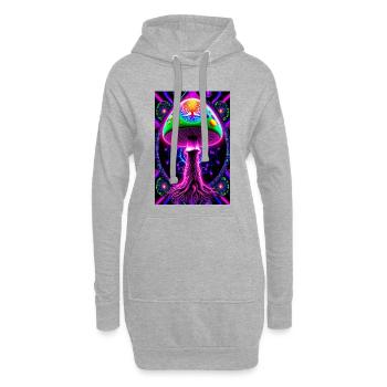 Psychedelischer Pilz - Hoodie-Kleid - Grau meliert - Vorne