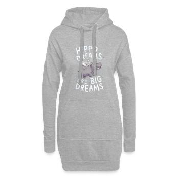 Hippo Dreams Are Big Dreams - Hoodie-Kleid - Grau meliert - Vorne