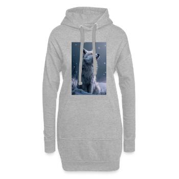 Poster Illustration de Loup Blanc - Sweat-shirt à capuche long Femme - gris chiné - Devant