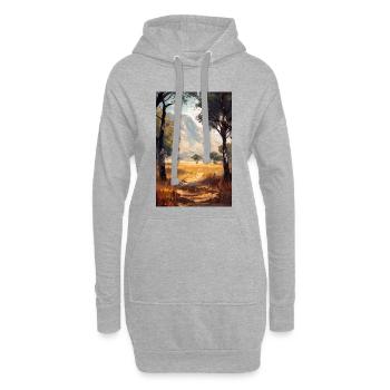 Poster Illustration Paysage de Savane - Sweat-shirt à capuche long Femme - gris chiné - Devant