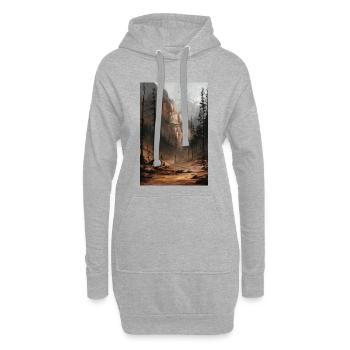 Poster Illustration Paysage de Montagne - Sweat-shirt à capuche long Femme - gris chiné - Devant