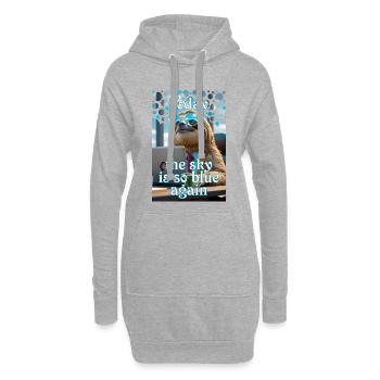 Paresseux au bureau avec des lunettes rêvant dans le bleu - Sweat-shirt à capuche long Femme - gris chiné - Devant