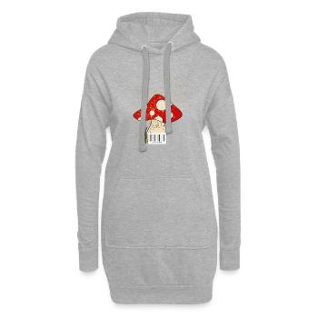 Red Mushroom with Gold Glitter - Hoodie Dress - heather grey - Front