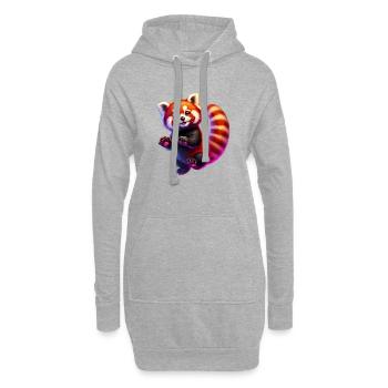 Petit panda - Sweat-shirt à capuche long Femme - gris chiné - Devant