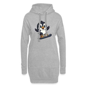 Kawaii Pinguin Snowboarder Wintersport Urlaub - Hoodie-Kleid - Grau meliert - Vorne