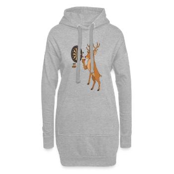 Hirsch beim Darten - Hoodie-Kleid - Grau meliert - Vorne