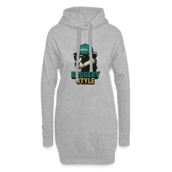 Badgery Style: Bär mit Cap und Sonnenbrille - Hoodie-Kleid - Grau meliert - Vorne
