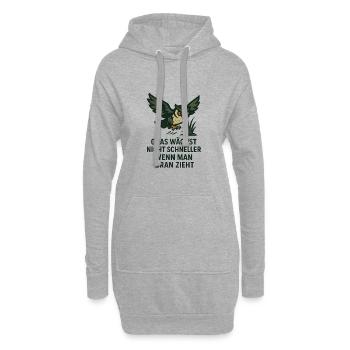 Geduld ist Weisheit–Eule mit Spruch über Wachstum - Hoodie-Kleid - Grau meliert - Vorne