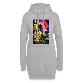 Grosse vague au large de Kanagawa Neon - Vaporwave - Sweat-shirt à capuche long Femme - gris chiné - Devant