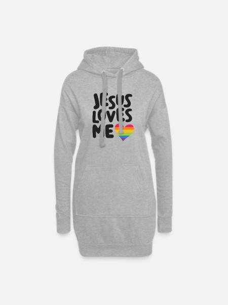 LGBT Pride Month - Jesus liebt mich - Hoodie-Kleid - Grau meliert