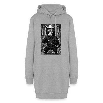 Lokinja foncé - Sweat-shirt à capuche long Femme - gris chiné - Devant