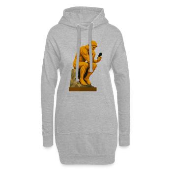 Le Penseur (connecté) - Sweat-shirt à capuche long Femme - gris chiné - Devant