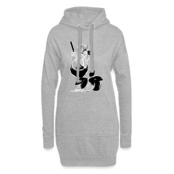 Drink Cocktail Glas Orange schwarz weiß Grafik - Hoodie-Kleid - Grau meliert - Vorne