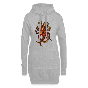 Feuriges Mosaik-Oktopus-Design - Hoodie-Kleid - Grau meliert - Vorne