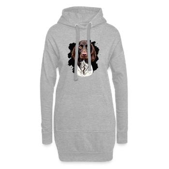 Petit Münsterlander sur fond noir - Sweat-shirt à capuche long Femme - gris chiné - Devant
