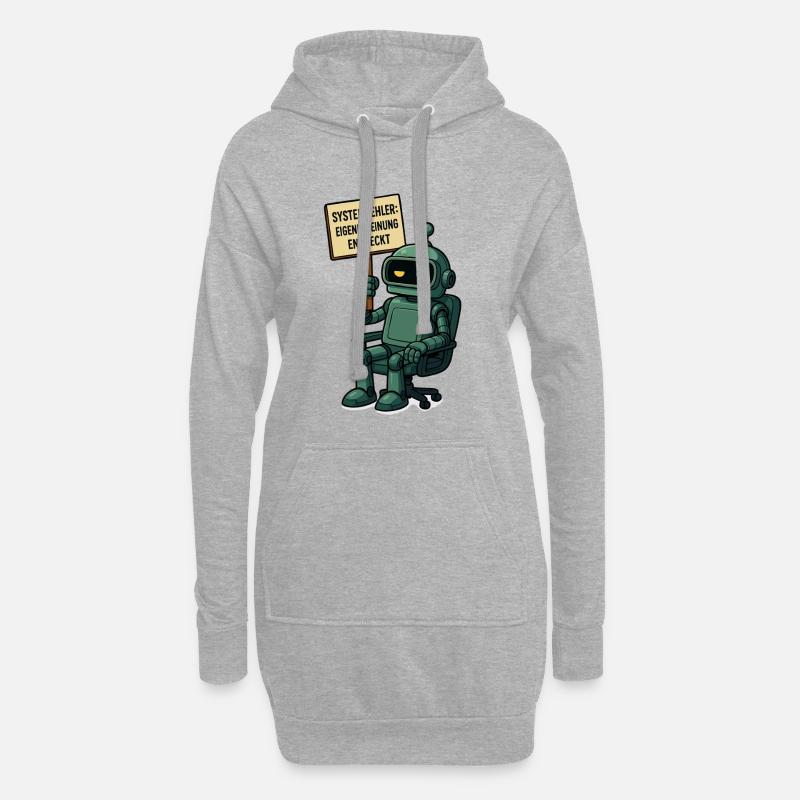 Systemfehler entdeckt – Denk selbst! Roboter - Hoodie-Kleid - Grau meliert
