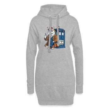 Licorne voyageant dans le temps - Sweat-shirt à capuche long Femme - gris chiné - Devant