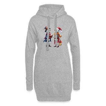 Weihnachtsskelette mit Hut und Buch - Hoodie-Kleid - Grau meliert - Vorne