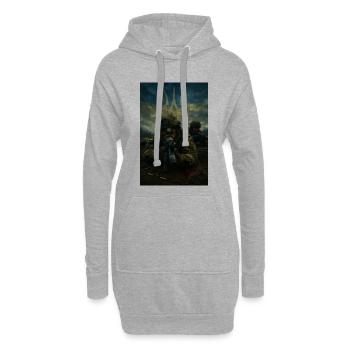 Motivierendes ukrainisches Kampfschatten-Design - Hoodie-Kleid - Grau meliert - Vorne