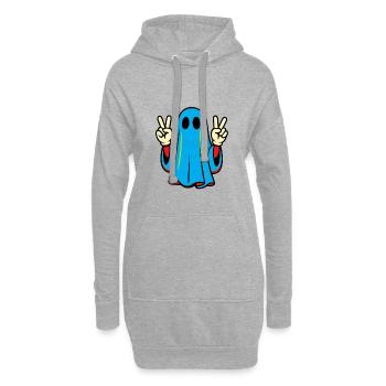 Imprimé fantôme ludique avec signe de paix - Sweat-shirt à capuche long Femme - gris chiné - Devant