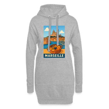 Cuisine de Marseille dans un Paysage Iconique - Sweat-shirt à capuche long Femme - gris chiné - Devant